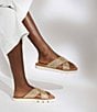 Color:Gold - Image 5 - Lexey Woven Leather Chunky Slide Sandals