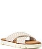Color:Ecru - Image 1 - Lexey Woven Leather Chunky Slide Sandals