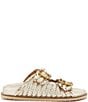 Color:Gold - Image 2 - Lexingtons Metallic Woven Leather Slide Sandals