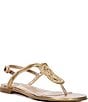 Color:Gold - Image 1 - Loggics Metallic Knot Detail Thong Sandals