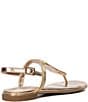 Color:Gold - Image 3 - Loggics Metallic Knot Detail Thong Sandals