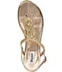 Color:Gold - Image 4 - Loggics Metallic Knot Detail Thong Sandals