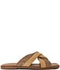 Color:Camel - Image 2 - Lossey Diamante Twist-Knot Rhinestone Leather Slide Sandals
