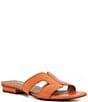 Color:Orange - Image 1 - Loupe Leather Cut-Out Slide Sandals