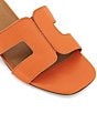 Color:Orange - Image 4 - Loupe Leather Cut-Out Slide Sandals
