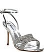 Color:Silver - Image 1 - Marilyn Metallic Rhinestone Embellished Knot Dress Sandals