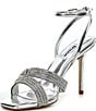Color:Silver - Image 4 - Marilyn Metallic Rhinestone Embellished Knot Dress Sandals