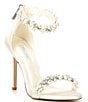 Color:White - Image 1 - Marriages Satin Pearl and Rhinestone Embellished Dress Sandals