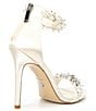 Color:White - Image 2 - Marriages Satin Pearl and Rhinestone Embellished Dress Sandals