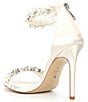 Color:White - Image 3 - Marriages Satin Pearl and Rhinestone Embellished Dress Sandals