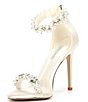Color:White - Image 4 - Marriages Satin Pearl and Rhinestone Embellished Dress Sandals