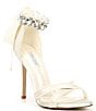 Color:White - Image 1 - Martinis Satin Ankle Tie Pearl Strap Dress Sandals