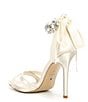 Color:White - Image 3 - Martinis Satin Ankle Tie Pearl Strap Dress Sandals