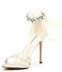Color:White - Image 4 - Martinis Satin Ankle Tie Pearl Strap Dress Sandals