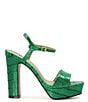 Color:Green - Image 2 - Matche Crocodile Embossed Leather Platform Dress Sandals