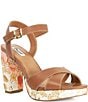 Dune London Monique Leather Floral Print Block Heel Platform Sandals - Image 1
