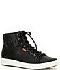 Color:Black - Image 1 - Women's Soft 7 High Top Leather Sneakers