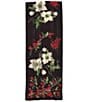 Echo Amaryllis Floral Print Silk Evening Wrap, Color:Black - Image 2