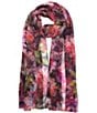 Echo Hazy Floral Crinkle Scarf Wrap, Color:Black Multi - Image 1