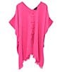 Echo Lightweight Gauze Caftan, Color:Pink Lemon - Image 1