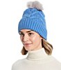 Color:Mystic Blue - Image 1 - Loopy Cable Pom Beanie Hat