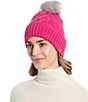 Color:Electric Pink - Image 1 - Loopy Cable Pom Beanie Hat