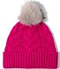 Color:Electric Pink - Image 2 - Loopy Cable Pom Beanie Hat