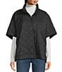 Echo Quilted Quarter Zip Poncho, Color:Black - Image 1