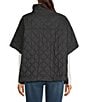 Echo Quilted Quarter Zip Poncho, Color:Black - Image 2