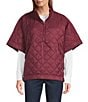 Echo Quilted Quarter Zip Poncho, Color:Winter Berry - Image 1