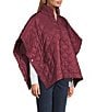 Echo Quilted Quarter Zip Poncho, Color:Winter Berry - Image 4
