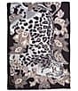 Echo Snow Leopard Silk Scarf Wrap, Color:Black - Image 2