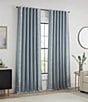 Color:Blue Gray/White - Image 1 - AbsoluteZero Total Black Out Faux Linen Embroidered Fern Drapery Panel Pair