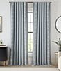 Color:Blue Gray/White - Image 2 - AbsoluteZero Total Black Out Faux Linen Embroidered Fern Drapery Panel Pair