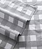 Color:Gingham Stone - Image 4 - Lakehouse Plaid Percale Cotton Sheet Set