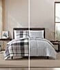 Color:Black - Image 4 - Normandy Plaid Micro Suede Reversible Comforter Mini Set