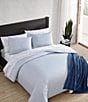Color:Navy - Image 4 - Ticking Striped Cotton Percale Duvet Cover Mini Set