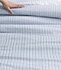 Color:Navy - Image 5 - Ticking Striped Cotton Percale Duvet Cover Mini Set