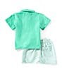Edgehill Collection Baby Boys 3-24 Months Knit Short Sleeve Polo & Stripe Shorts Set, Color:Green - Image 2