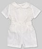 Color:White - Image 1 - Baby Boys 3-24 Months Peter Pan Collar Short Sleeve Heirloom Christening Set