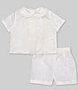 Color:White - Image 2 - Baby Boys 3-24 Months Peter Pan Collar Short Sleeve Heirloom Christening Set