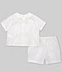 Color:White - Image 3 - Baby Boys 3-24 Months Peter Pan Collar Short Sleeve Heirloom Christening Set