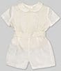 Color:Ivory - Image 1 - Baby Boys 3-24 Months Peter Pan Collar Short Sleeve Heirloom Christening Set