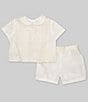 Color:Ivory - Image 2 - Baby Boys 3-24 Months Peter Pan Collar Short Sleeve Heirloom Christening Set