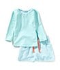 Edgehill Collection Baby Boys 3-24 Months Rashgaurd & Gingham Swim Trunks Set, Color:Aqua - Image 1