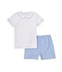 Color:Blue - Image 1 - Baby Boys 3-24 Months Short Sleeve Polo Gingham Pull-On Shorts Set