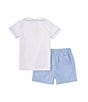 Color:Blue - Image 2 - Baby Boys 3-24 Months Short Sleeve Polo Gingham Pull-On Shorts Set