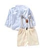 Edgehill Collection Baby Boys Long Sleeve Woven Suspender Set, Color:Blue - Image 2