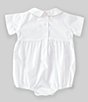 Color:White - Image 2 - Baby Boys 3-9 Months Smocked Christening Short Sleeve Bubble Romper