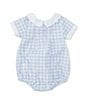 Color:Blue - Image 1 - Baby Boys Newborn-12 Months Collared Gingham Romper